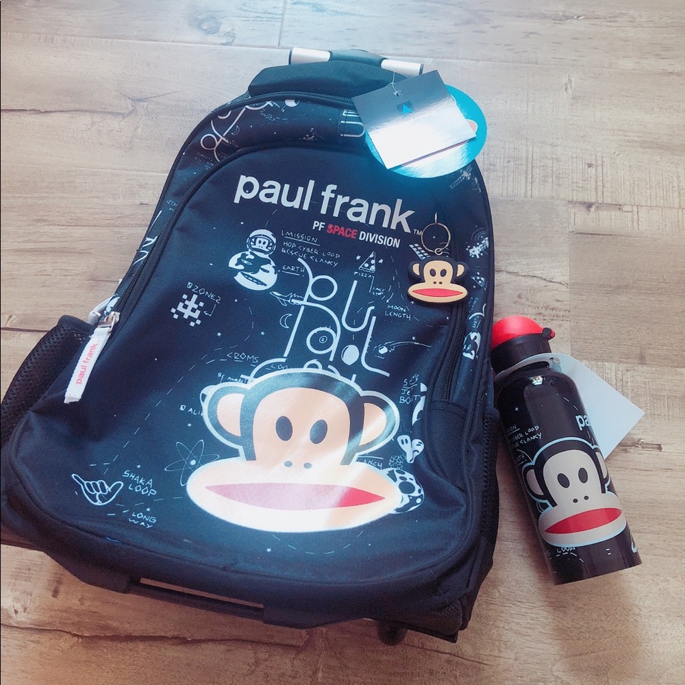 Paul Frank Rolling Backpack + water bottle